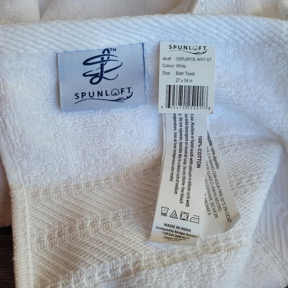 New MODERN THREADS White Spunloft Bath Towel Set of 2 27 x 54
